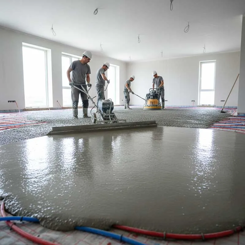  بتن‌ریزی و نهایی‌سازی سیستم انتقال گرما از کف