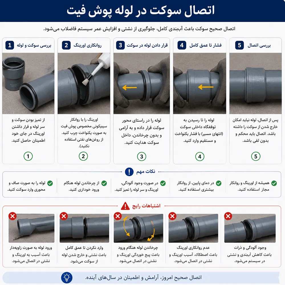 اتصال لوله پوش فیت به سوکت