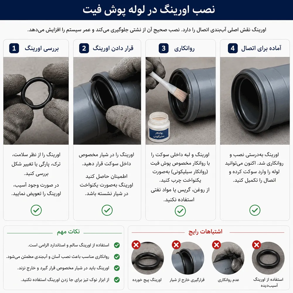 نصب صحیح اورینگ لوله پوش فیت